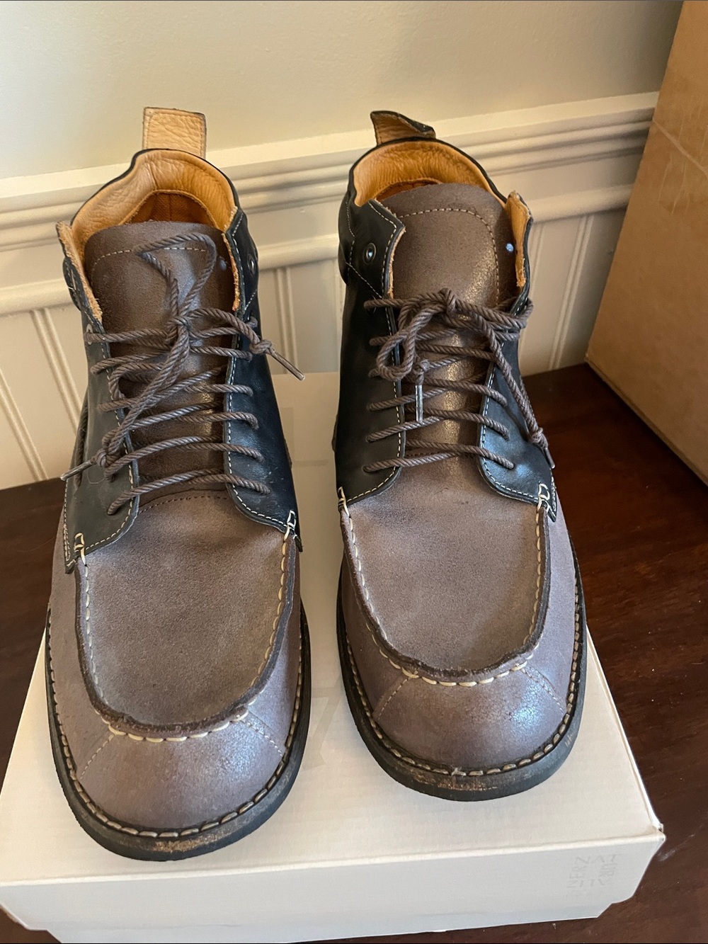 Timberland Two-Tone Grey/Brown and Black Chukka Boots